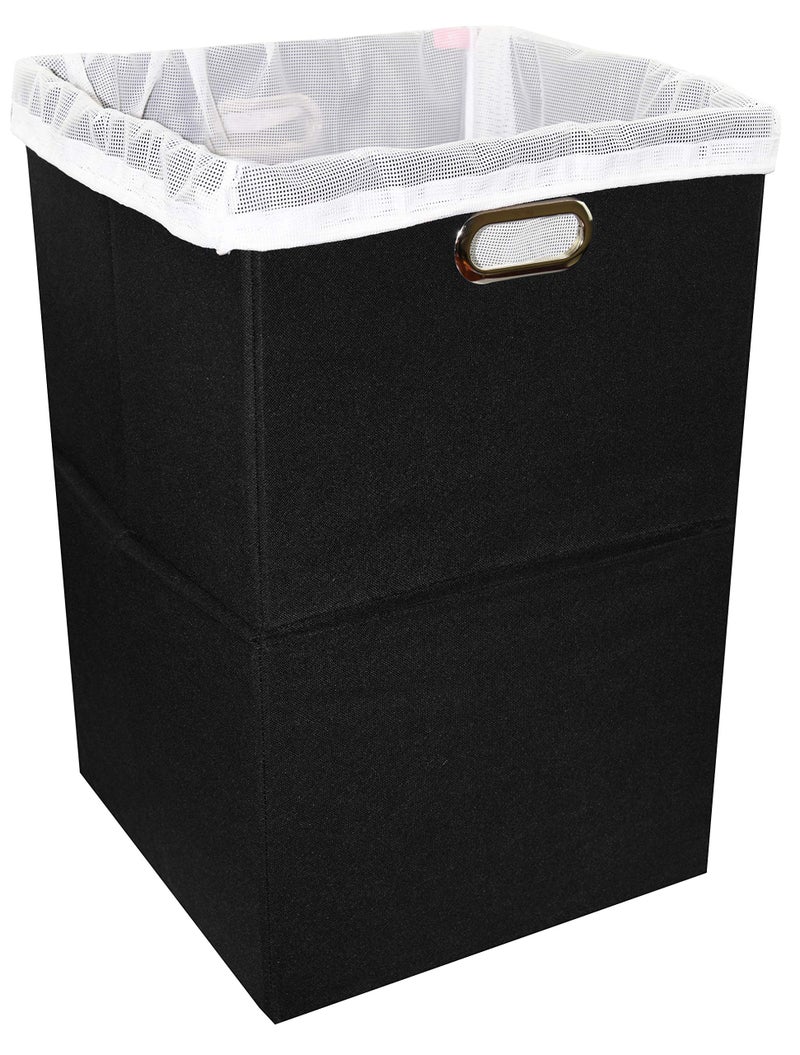 Freegrace Foldable Large Laundry Hamper With Laundry Bag - Premium Durable Fabric, Plastic Board, Extra-Large Size, Space-Saving & Compact Clothes Basket With Metal Handles (Black) - Image 1